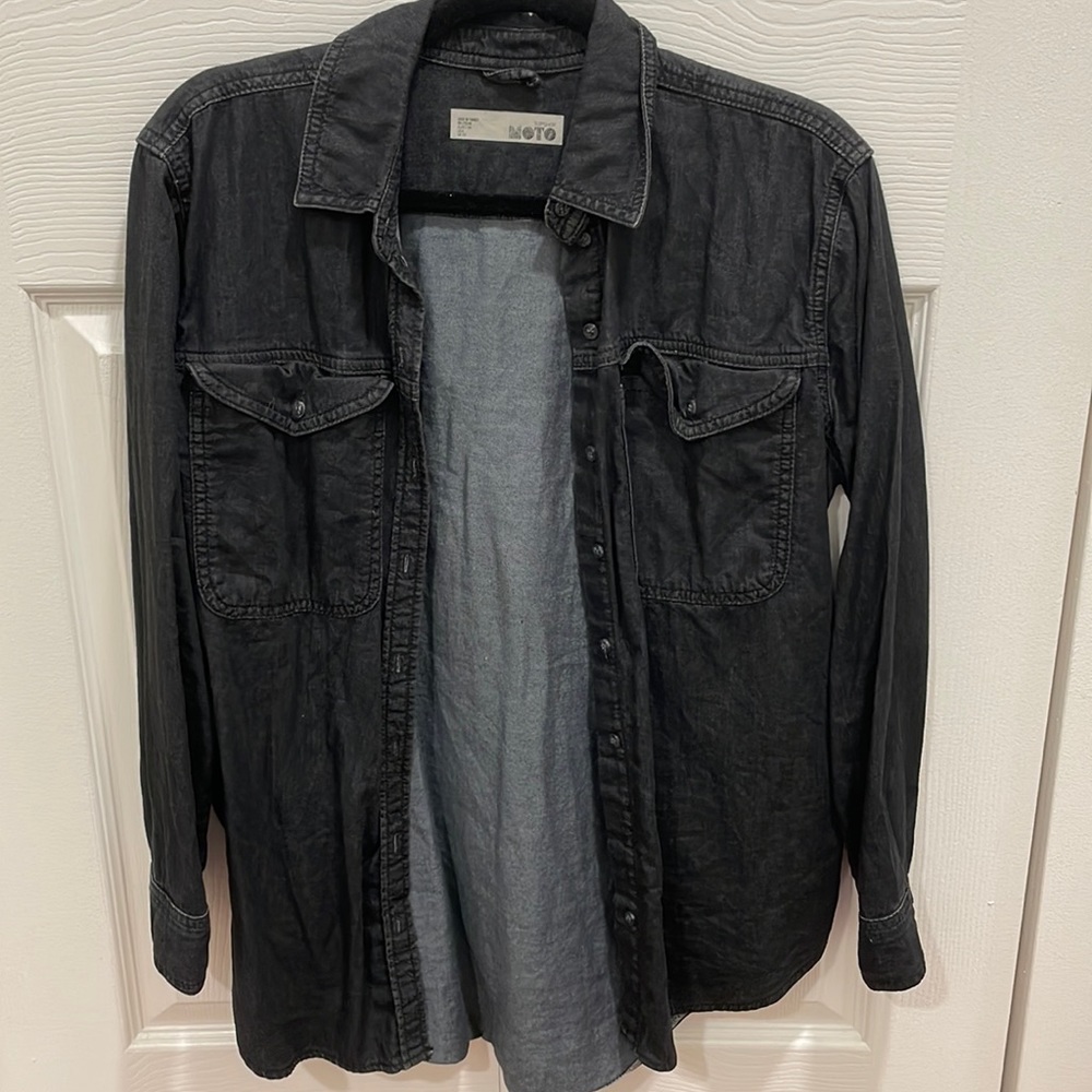 Topshop black denim shirt